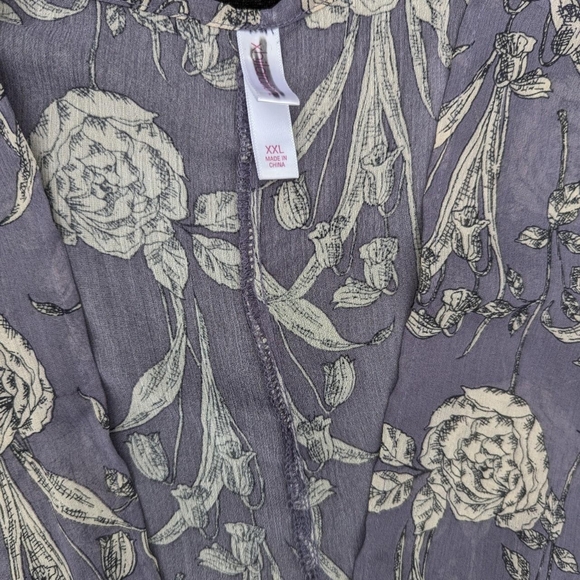 Xhilaration Purple & White Floral Open Front Cardigan - Picture 5 of 5